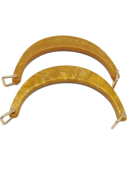 Çanta Aksesuar Halkalı Hardal Akrilik Mermer Desen Çanta Sapı