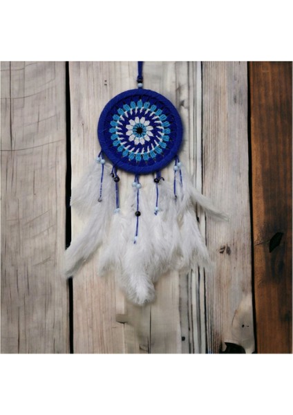 Beyaz Mavi Boncuklu Makreme Işçilikli Hayat Ağacı Düş Kapanı Rüya Kapanı Dream Catcher modelleri