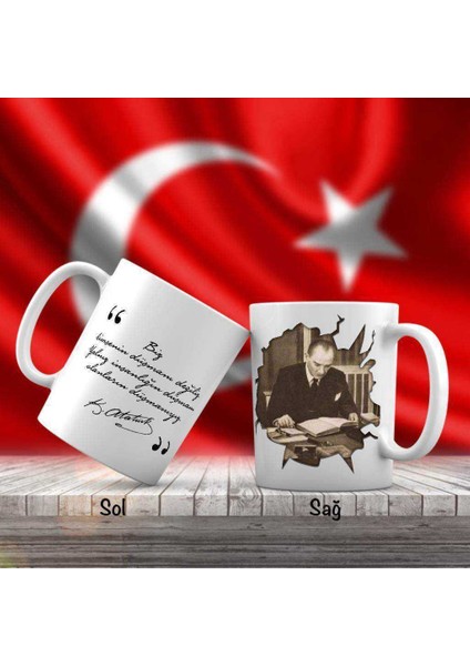 Asil Hediyelik Sivil Mustafa Kemal Atatürk Kitap Okuyor - Atatürk'ün Sözleri -Kupa Bardak