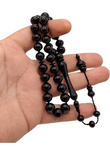 Siyah Şalgami Kesim Toz Kehribar Tesbih