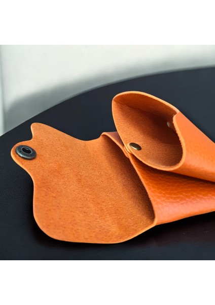 Kredi Kartı ve Bozuk Para Bölmeli Premium Kalitede Mini Kadın Cüzdanı Turuncu (7 x 10 Cm)