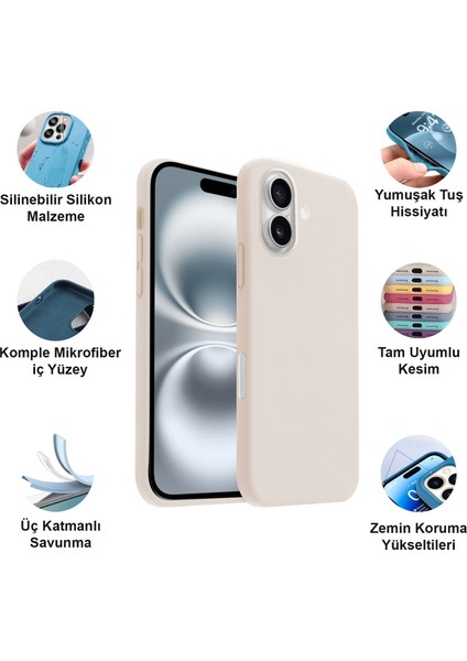 Apple iPhone 16 Kılıf Lansman Premium Silinebilir Silikon