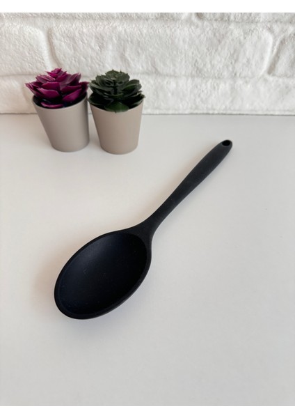 Yeninesilevim Siyah 3 Parça Silikon Spatula Kaşık Servis Seti