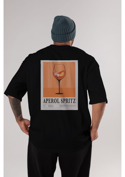 Aperol Spritz 8 Arka Baskılı Oversize T-Shirt Erkek Kadın Unisex %100 Pamuk Bisiklet Yaka Tişort