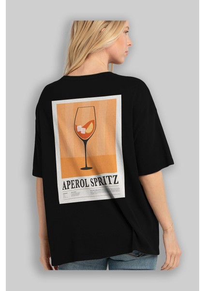 Aperol Spritz 8 Arka Baskılı Oversize T-Shirt Erkek Kadın Unisex %100 Pamuk Bisiklet Yaka Tişort fırsatları
