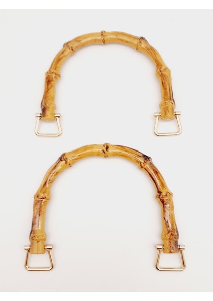 Çanta Aksesuar Bambu Görünümlü Plastik Çift Sap Light Gold Metalli modelleri