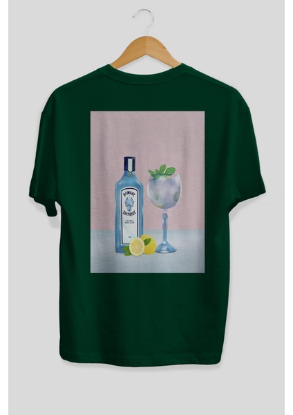 Bombay Sapphire Dry Gin Arka Baskılı Oversize T-Shirt Erkek Kadın Unisex %100 Pamuk Bisiklet Yaka Tişort fiyatları