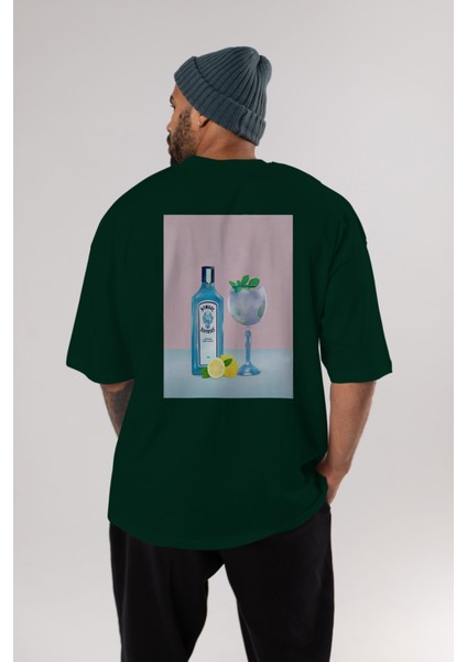 Bombay Sapphire Dry Gin Arka Baskılı Oversize T-Shirt Erkek Kadın Unisex %100 Pamuk Bisiklet Yaka Tişort indirimleri