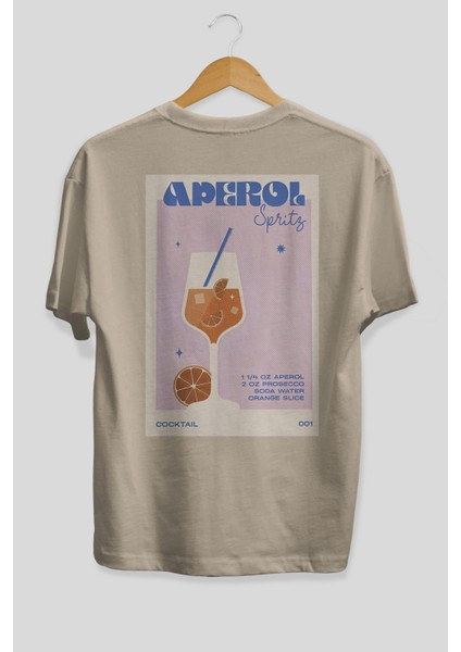 Aperol Spritz Arka Baskılı Oversize T-Shirt Erkek Kadın Unisex %100 Pamuk Bisiklet Yaka Tişort fiyatları