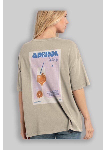 Aperol Spritz Arka Baskılı Oversize T-Shirt Erkek Kadın Unisex %100 Pamuk Bisiklet Yaka Tişort modelleri