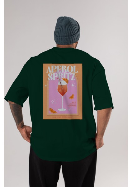 Aperol Spritz 2 Arka Baskılı Oversize T-Shirt Erkek Kadın Unisex %100 Pamuk Bisiklet Yaka Tişort