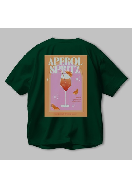 Aperol Spritz 2 Arka Baskılı Oversize T-Shirt Erkek Kadın Unisex %100 Pamuk Bisiklet Yaka Tişort modelleri