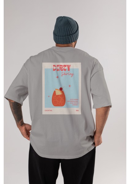Dirty Shirley Arka Baskılı Oversize T-Shirt Erkek Kadın Unisex %100 Pamuk Bisiklet Yaka Tişort