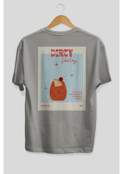 Dirty Shirley Arka Baskılı Oversize T-Shirt Erkek Kadın Unisex %100 Pamuk Bisiklet Yaka Tişort fiyatları