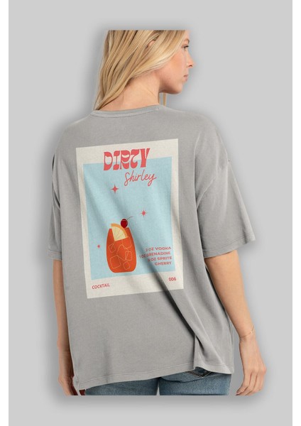 Dirty Shirley Arka Baskılı Oversize T-Shirt Erkek Kadın Unisex %100 Pamuk Bisiklet Yaka Tişort modelleri