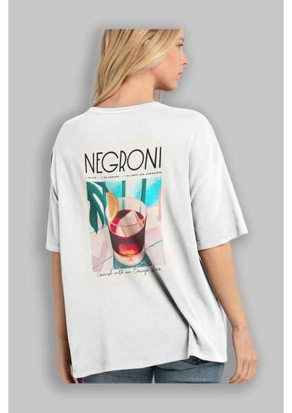 Negroni 4 Arka Baskılı Oversize T-Shirt Erkek Kadın Unisex %100 Pamuk Bisiklet Yaka Tişort modelleri