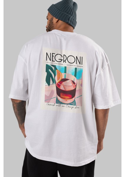 Negroni 4 Arka Baskılı Oversize T-Shirt Erkek Kadın Unisex %100 Pamuk Bisiklet Yaka Tişort indirimleri