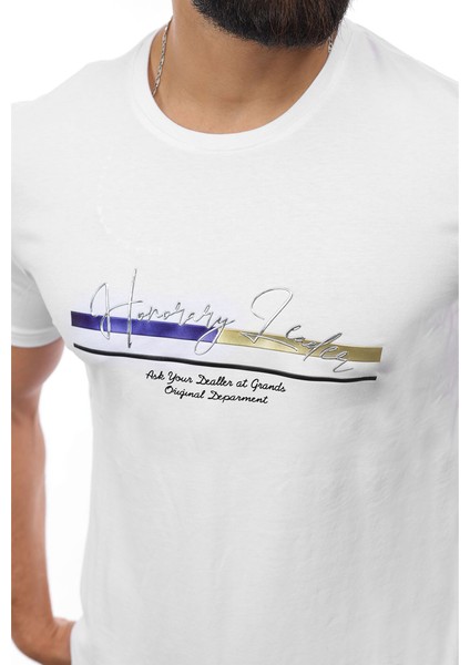 Erkek Baskılı Slim Fit Pamuklu T-Shirt modelleri