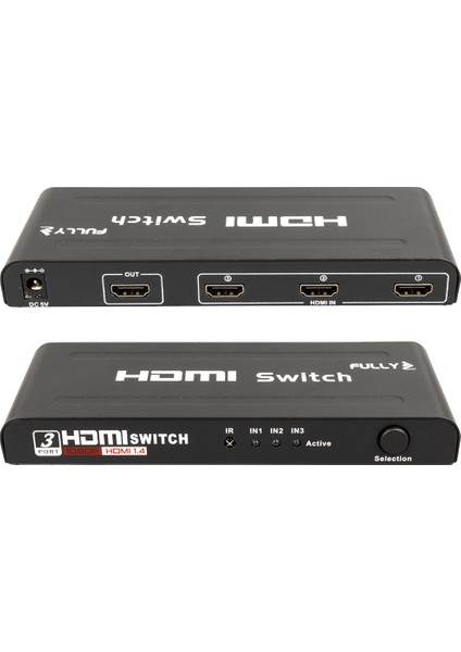 Fully G-538H 3 Giriş 1 Çıkış HDMI Swıtcher Toplayıcı Metal Kasa Adaptörlü (4825)