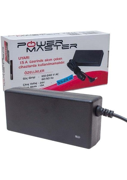 Powermaster PM-12232 24 Volt - 1.5 Amper 5.5*2.5 mm Uçlu Plastik Kasa Masaüstü Adaptör