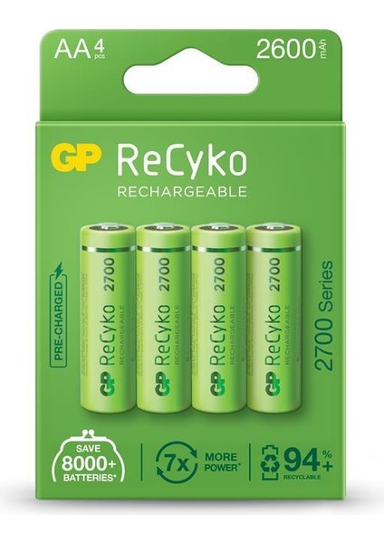 Aa 2600 Mah Şarjlı Kalem Pil 4'lü Paket GP270AAHCEMTR