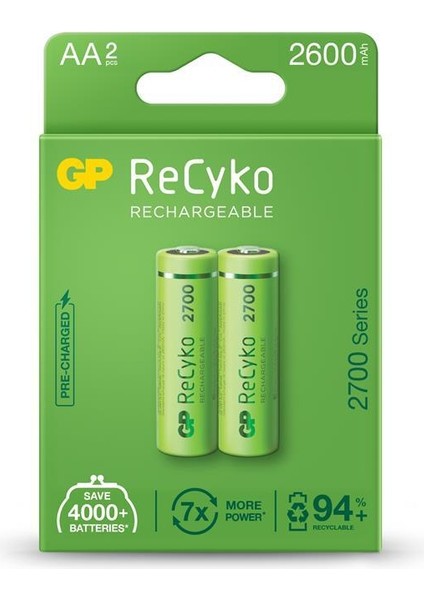 Aa 2600 Mah Şarjlı Kalem Pil 2'li Paket GP270AAHCEMTR-2GB