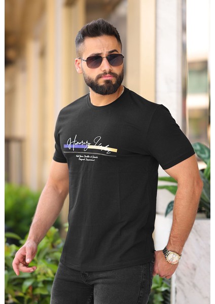 Erkek Baskılı Slim Fit Pamuklu T-Shirt fiyatları