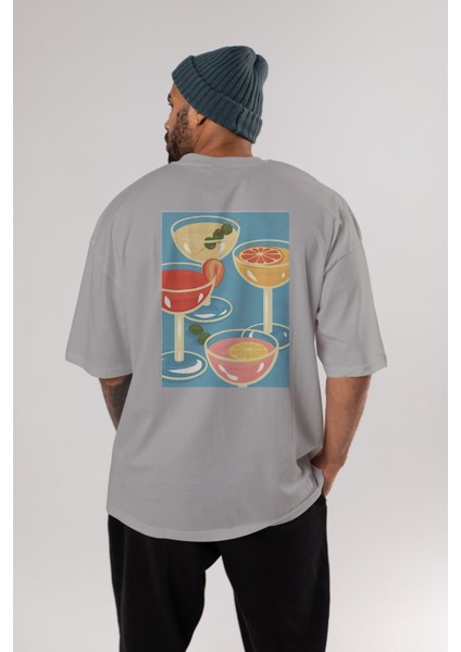 Cocktails Arka Baskılı Oversize T-Shirt Erkek Kadın Unisex %100 Pamuk Bisiklet Yaka Tişort fırsatları