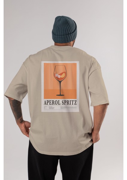 Aperol Spritz 8 Arka Baskılı Oversize T-Shirt Erkek Kadın Unisex %100 Pamuk Bisiklet Yaka Tişort