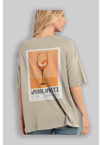 Aperol Spritz 8 Arka Baskılı Oversize T-Shirt Erkek Kadın Unisex %100 Pamuk Bisiklet Yaka Tişort modelleri