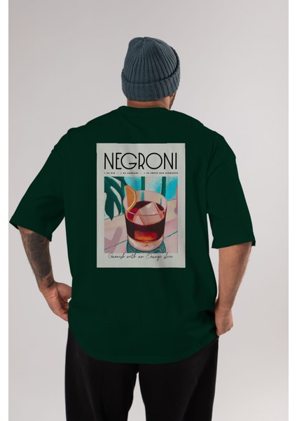 Negroni 4 Arka Baskılı Oversize T-Shirt Erkek Kadın Unisex %100 Pamuk Bisiklet Yaka Tişort