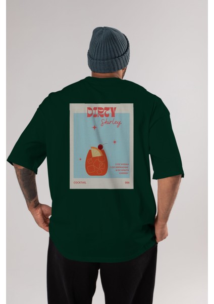 Dirty Shirley Arka Baskılı Oversize T-Shirt Erkek Kadın Unisex %100 Pamuk Bisiklet Yaka Tişort