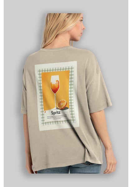 Aperol Spritz 5 Arka Baskılı Oversize T-Shirt Erkek Kadın Unisex %100 Pamuk Bisiklet Yaka Tişort
