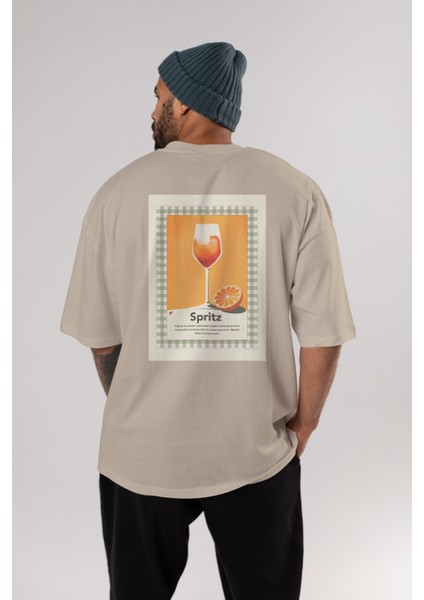 Aperol Spritz 5 Arka Baskılı Oversize T-Shirt Erkek Kadın Unisex %100 Pamuk Bisiklet Yaka Tişort