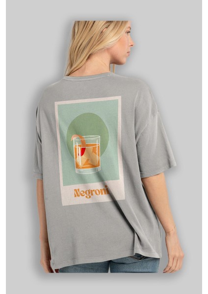 Negroni 5 Arka Baskılı Oversize T-Shirt Erkek Kadın Unisex Pamuk Bisiklet Yaka Tişort modelleri