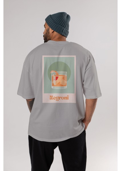 Negroni 5 Arka Baskılı Oversize T-Shirt Erkek Kadın Unisex Pamuk Bisiklet Yaka Tişort fırsatları