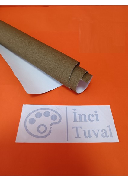 Tuval Bezi 120 x 140 cm Net 127 x 147 cm Arkası Yeşilimsi Çift Astar Orta Dokulu 380 gr / m2