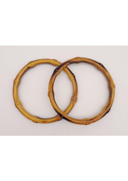 Çanta Aksesuar Bambu Görünümlü 11 cm Çapında Plastik Çift Sap