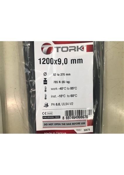 TRK-1200-90B Siyah 100'lü Kablo Bağı