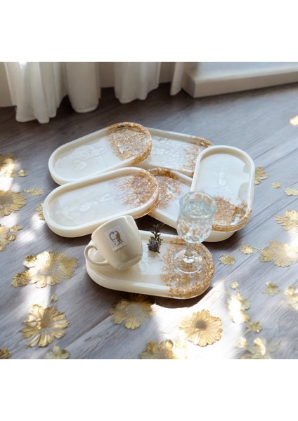 Epoksi Reçine Sunumluk - Altın Varak - 6'lı Set