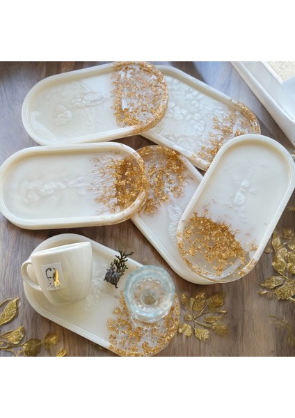 Epoksi Reçine Sunumluk - Altın Varak - 6'lı Set modelleri