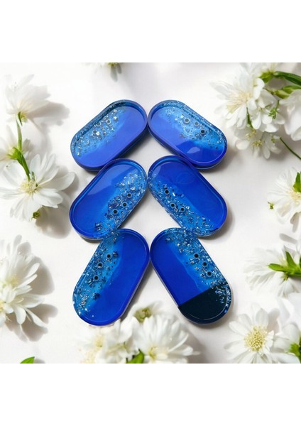 Epoksi Reçine Sunumluk - Mavi Nazar - 6'lı Set