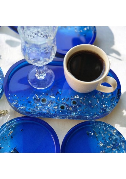 Epoksi Reçine Sunumluk - Mavi Nazar - 6'lı Set modelleri