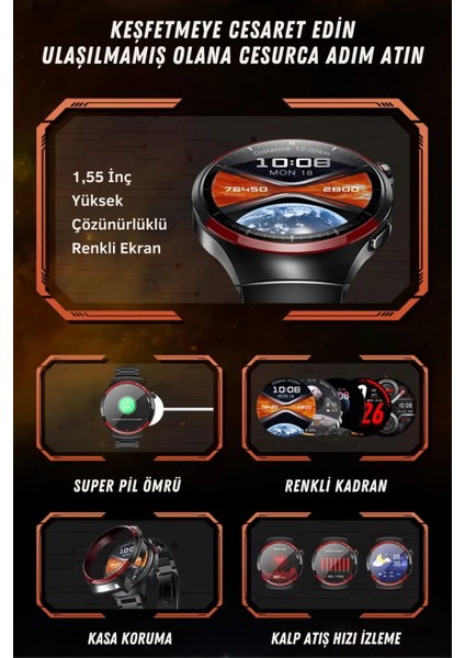 HW16 Max Yuvarlak Spor Akıllı Saat Amoled Ekran Kasa Korumalı Huawei Samsung Xiaomi Apple iPhone Uyumlu modelleri