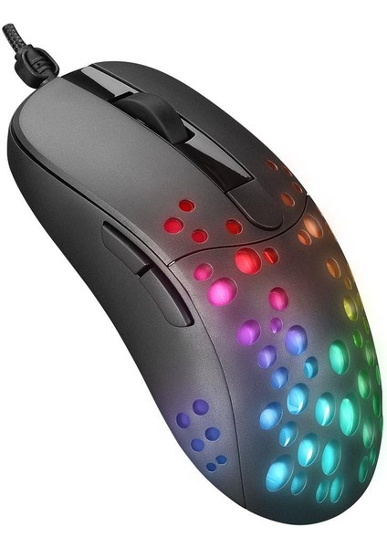 Lansing ALGM7622 Siyah USB Kablolu 6 Tuşlu Renkli LED Işıklı 8000DPI Gaming Oyuncu Mouse