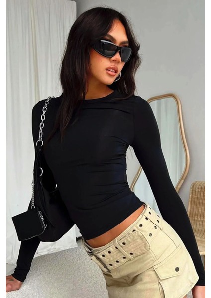 Bisiklet Yaka Basic Uzun Kollu Body