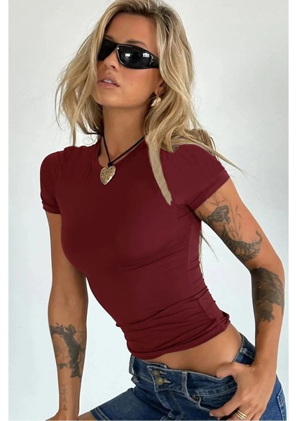 Bisiklet Yaka Basic Kısa Kollu Esnek Body