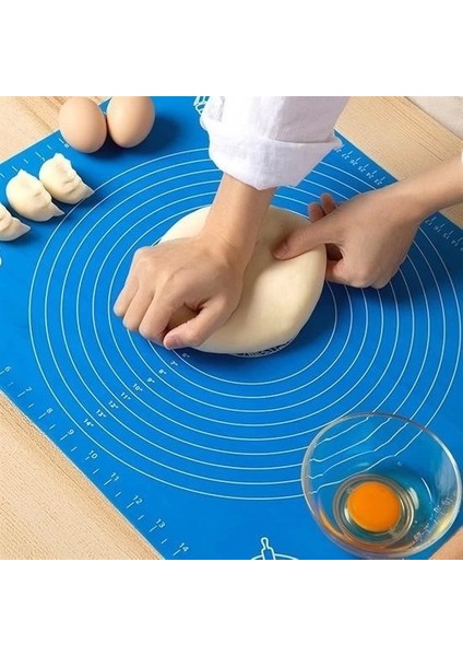 Heyf® 40*50 cm Silikon Ölçekli Kullanımı Kolay Hamur Açma Matı Ekmek Mantı Makarna Hamuru Yoğurma