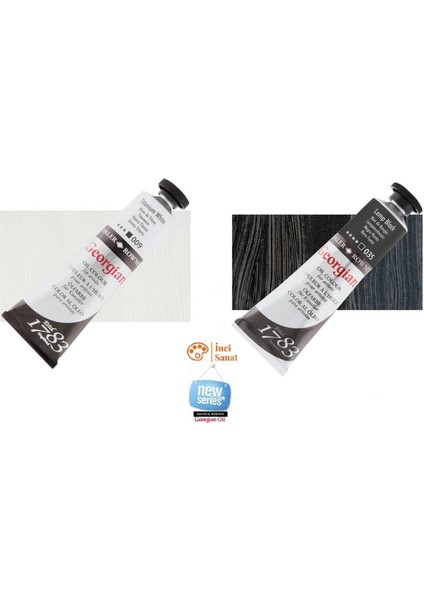 Georgian Siyah ve Beyaz Set 009 Titanium White ve 035 Lamp Black Yağlı Boya 38ML
