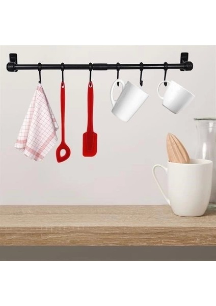 Heyf® duvara Monte Edilen 6 Kancalı Dekor Kaşıklık ve Kupa Askısı